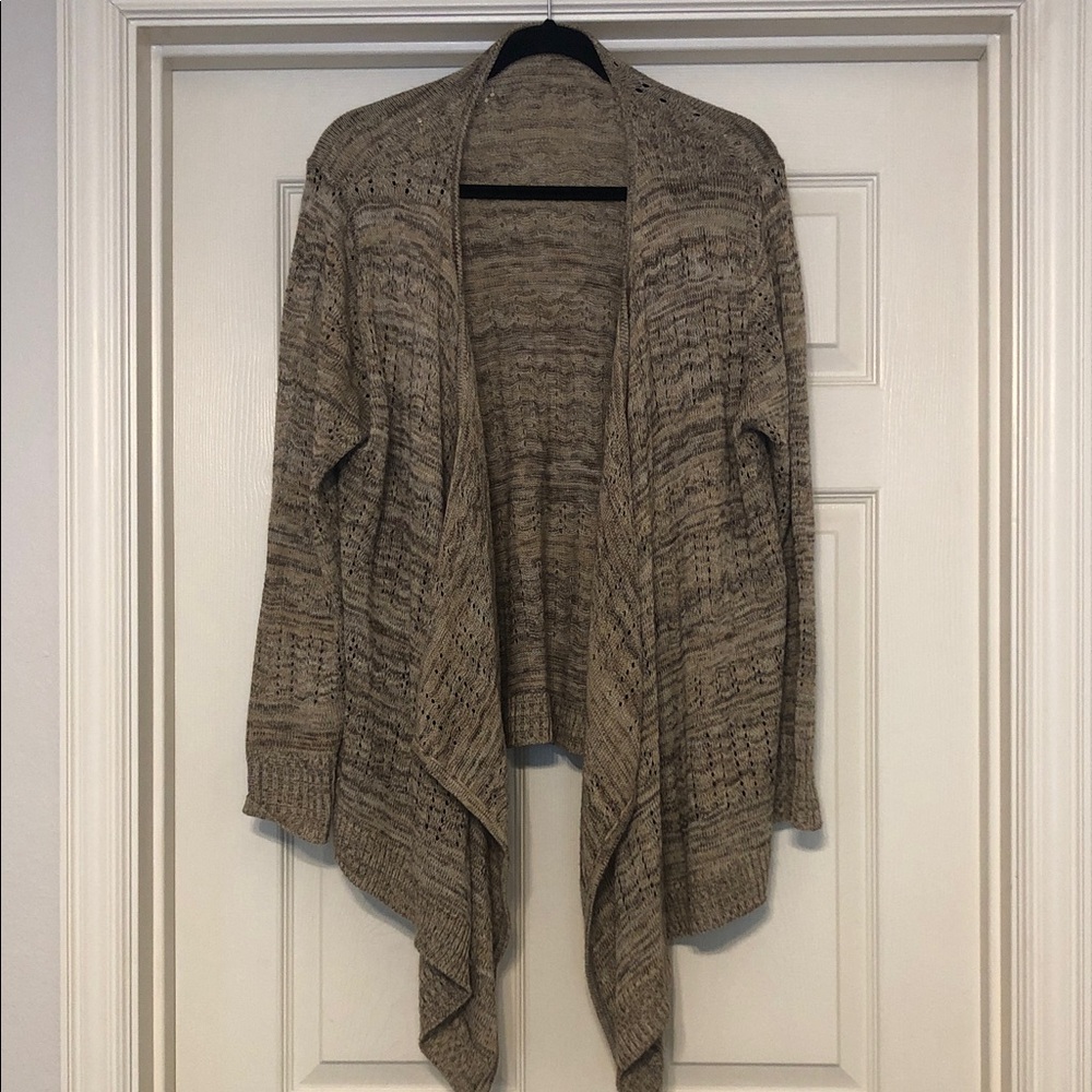 Cato Beige Heather Open-Front Draped Cardigan Size 18-20W